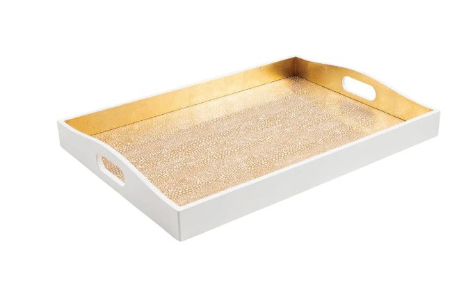 Pebble Lacquer Large Rectangle Tray in Gold - 1 Each