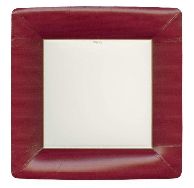 Grosgrain Square Paper Dinner Plates in Cranberry - 8 Per Package