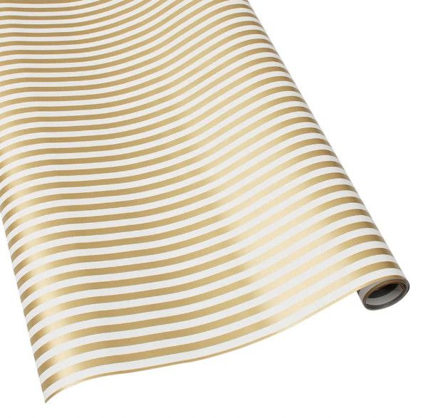 Club Stripe Reversible Gift Wrapping Paper in Gold &amp; Silver - 30" x 8' Roll