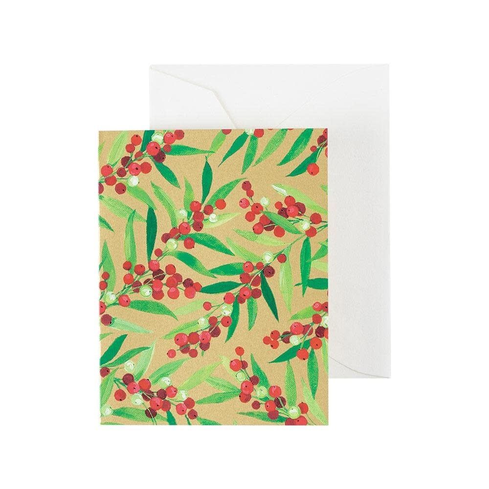 Berry Branches Gift Enclosure Cards in Gold - 4 Mini Cards &amp; 4 Envelopes
