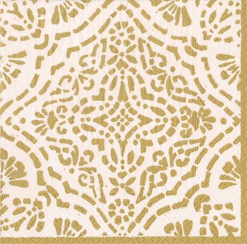 Annika Ivory/gold Paper Cocktail Napkins - 20 Per Package