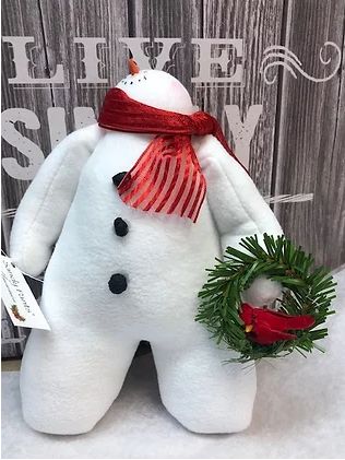Sandy Pants Snowman with Cardinal Wreath