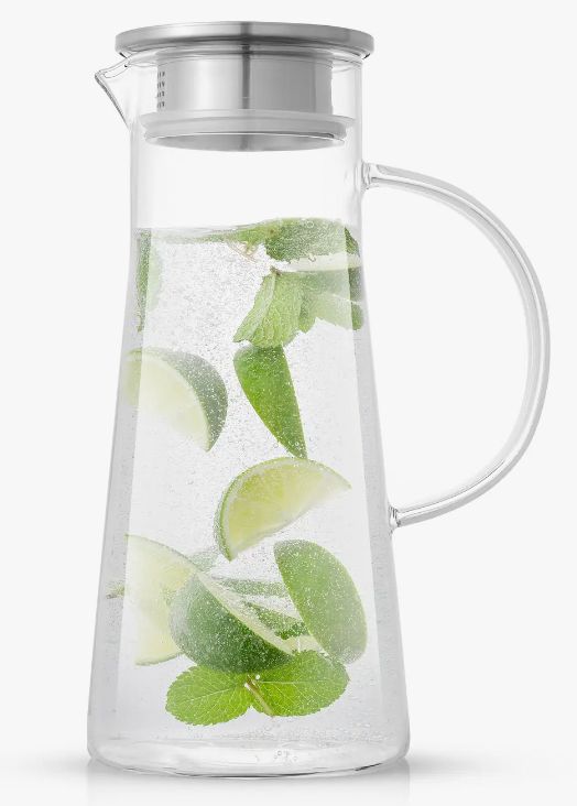 Breeze Glass Drink Water Pitcher with Stainless Steel Lid