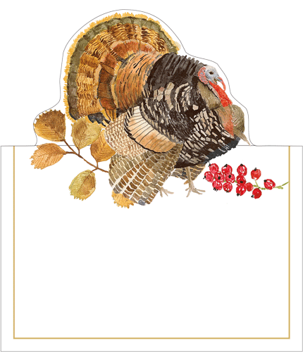 Woodland Turkey Foil Place Card 8 In Die-Cut Foil