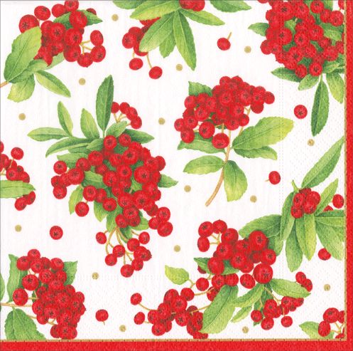 Christmas Berry Red Cocktail Napkins - 20 Per Package