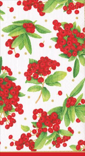 Christmas Berry Red Paper Guest Towel Napkins - 15 Per Package