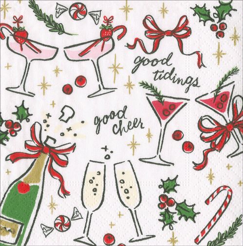 Let's Be Merry Paper Cocktail Napkins - 20 Per Package