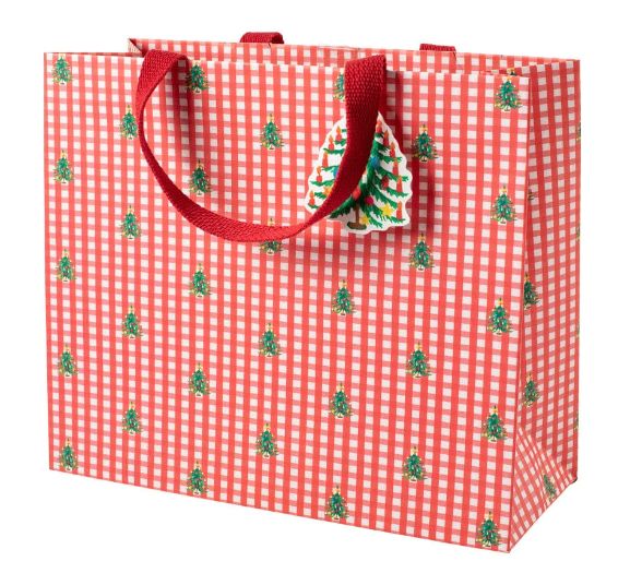 Christmas Tree Gingham Large Gift Bag - 1 Each