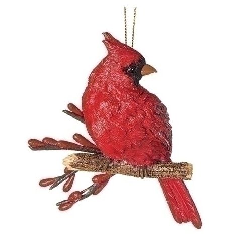 4.5"H Cardinal on Branch Ornament
