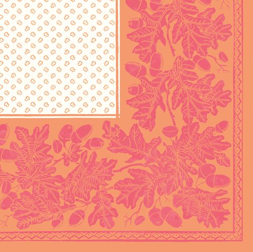 Oak Leaves &amp; Acorns Orange/fuchsia Napkin Airlaid Cocktail - 15 Per Package