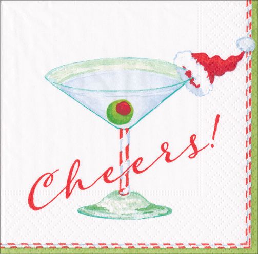 Christmas Cocktail Cheers! Paper Cocktail Napkins - 20 Per Package