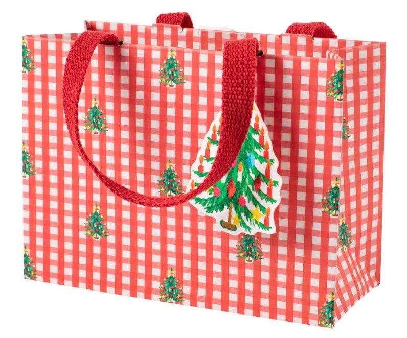 Christmas Tree Gingham Small Gift Bag - 1 Each