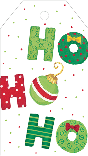 Ho Ho Ho Gift Hang Tags in Gold Foil - 4 Per Package