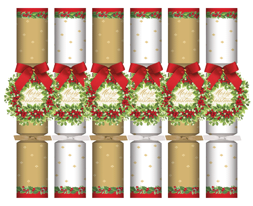 Holly And Berry Wreath Christmas Crackers - 6 Per Box 12"