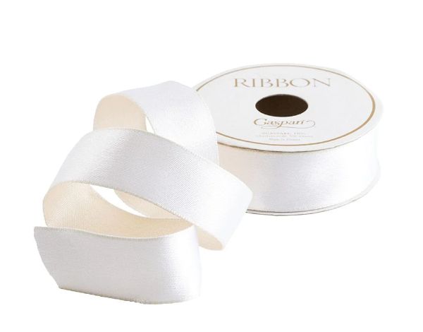 White &amp; Ivory Reversible Satin Wired Ribbon - 10 Yard Spool