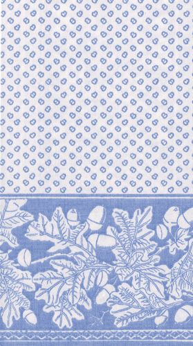 Oak Leaves &amp; Acorns French Blue/White Airlaid Guest Towel - 12 Per Package