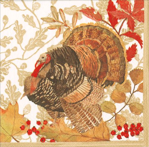 Woodland Turkey Paper Cocktail Napkins - 20 Per Package