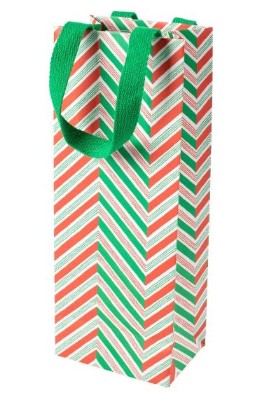 Candy Cane Stripes Wine &amp; Bottle Gift Bag - 1 Each