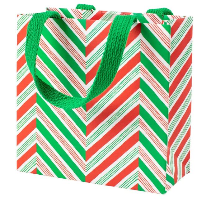 Candy Cane Stripes Small Square Gift Bag - 1 Each