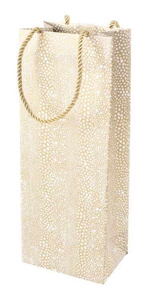 Pebble Wine &amp; Bottle Gift Bag in Gold - 1 Each