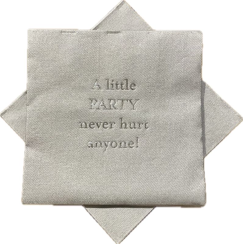 It's Not a Party without Bubbles Silver Cocktail Napkins - 18 Per Package