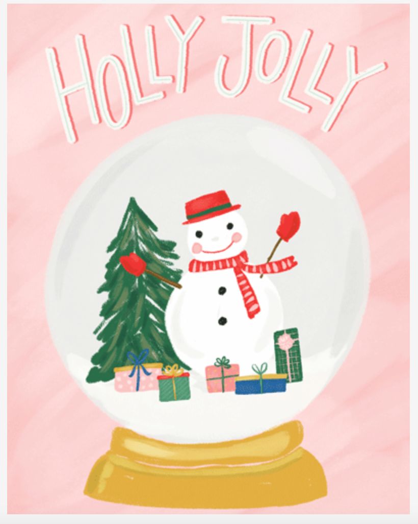 Holly Jolly Snowglobe Christmas Card Box 16 Count