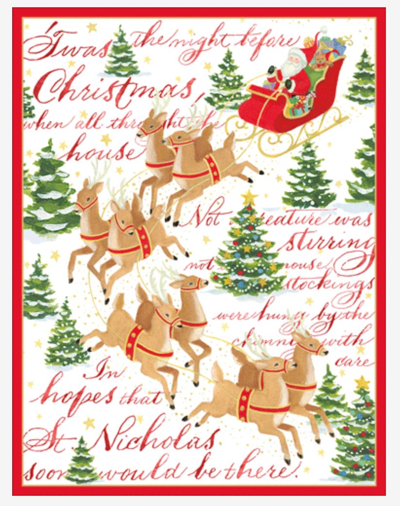 Santa's Sleigh Christmas Card  Box 16 Count