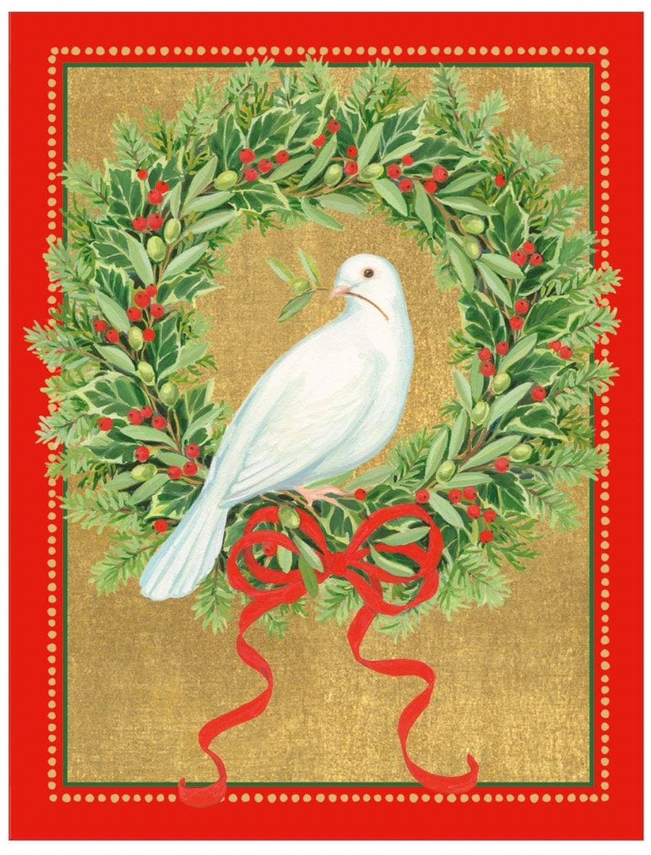 Dove And Wreath Christmas Card Box 16 Count