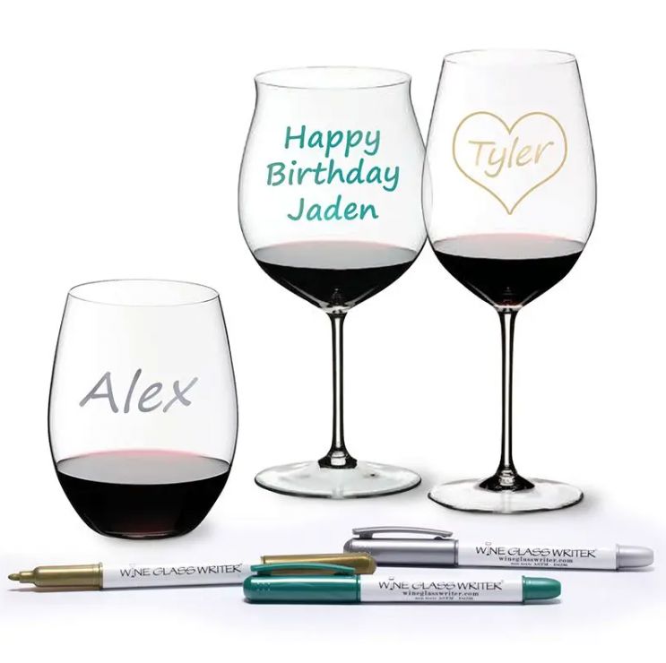 Wine Glass Writer Pens Metallic Set of 3