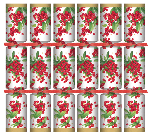 Christmas Berry Christmas Crackers - 6 Per Box 12"