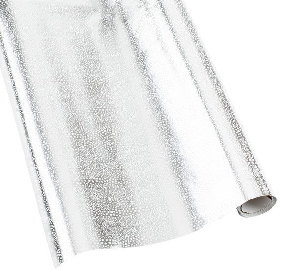 Pebble Foil Metallic Gift Wrapping Paper in Silver &amp; White - 30" x 6' Roll