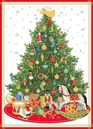 Christmas Tree Advent Calendar Greeting Card - 1 Card &amp; 1 Envelope