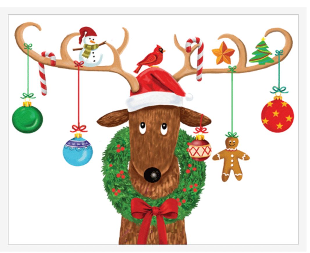 Decorated Reindeer  Christmas Card Box 16 Count