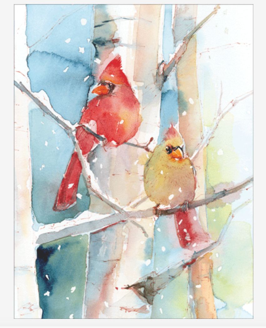 Cardinal Pair Christmas Card 16 Box Count