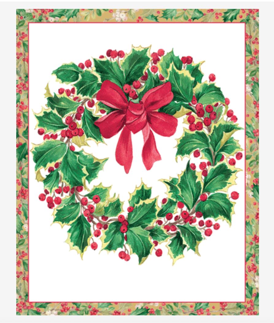 Holly Wreath Christmas Card Box 16 Count