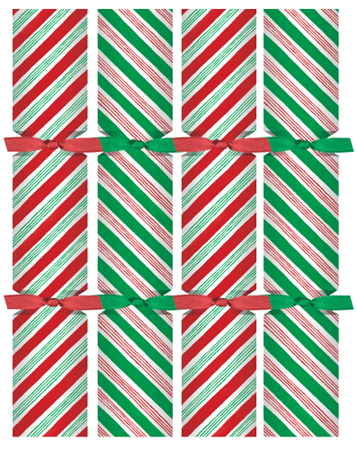 Candy Cane Stripes Christmas Crackers - 8 Per Box 10"