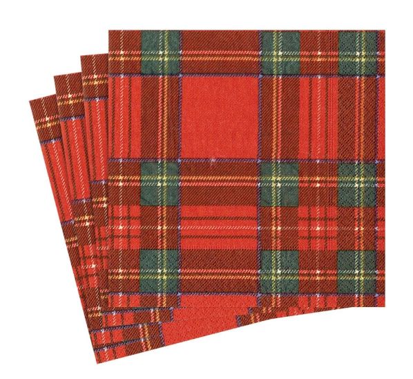 Royal Plaid Paper Cocktail Napkins - 20 Per Package