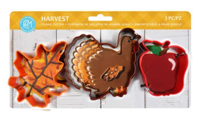 Harvest 3 PC Color Cookie Cutter Carded Set