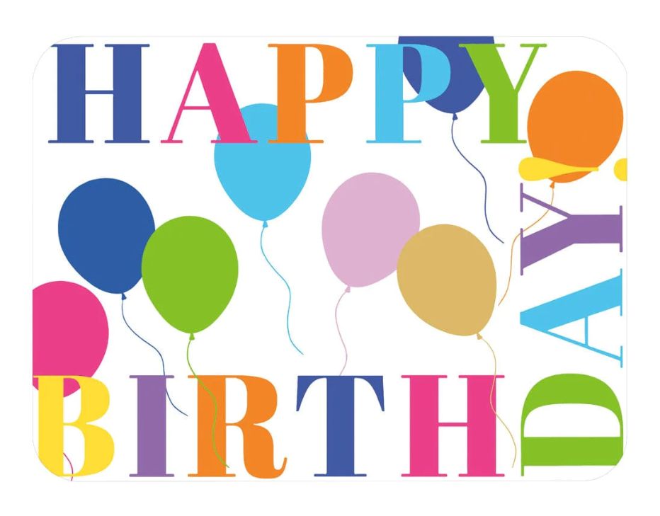 Birthday Surprise White Rectangle Paper Placemats - 12 Per Package