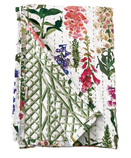 Foxgloves-Reversible Fabric Cotton Tablecover-70.5 X 70.5 Inch