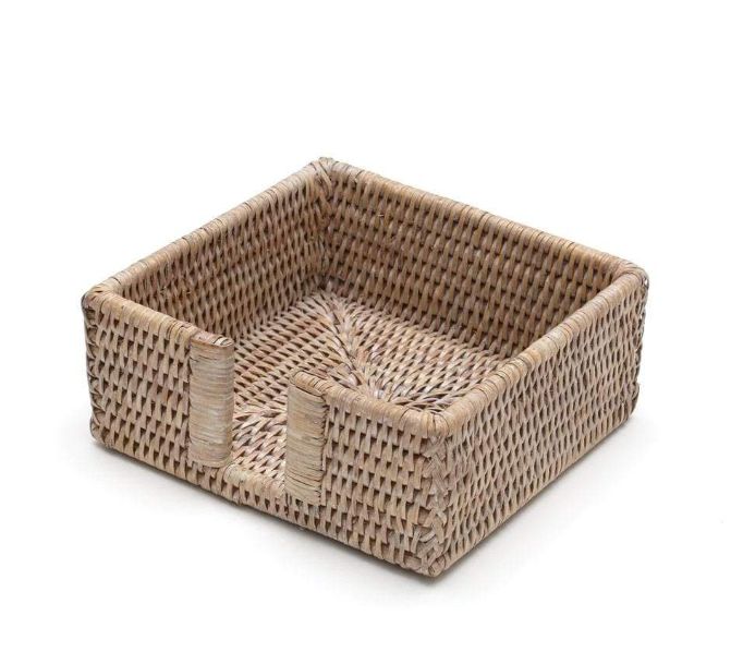 Rattan Cocktail Napkin Holder in White Natural - 1 Each