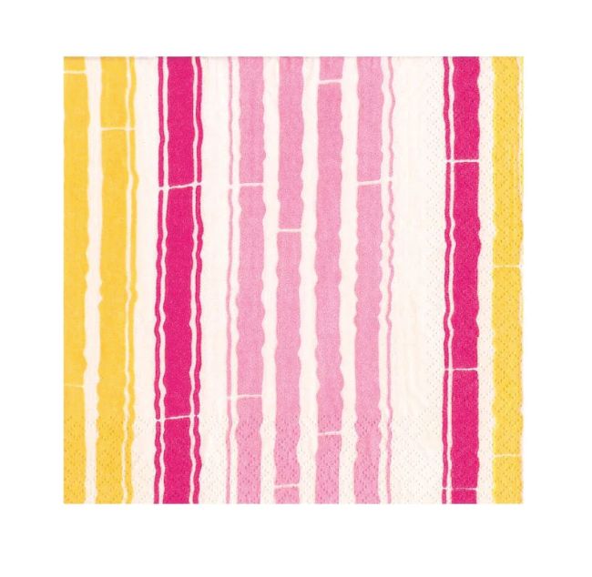 Bamboo Stripe Paper Cocktail Napkins in Fuchsia &amp; Pink - 20 Per Pack