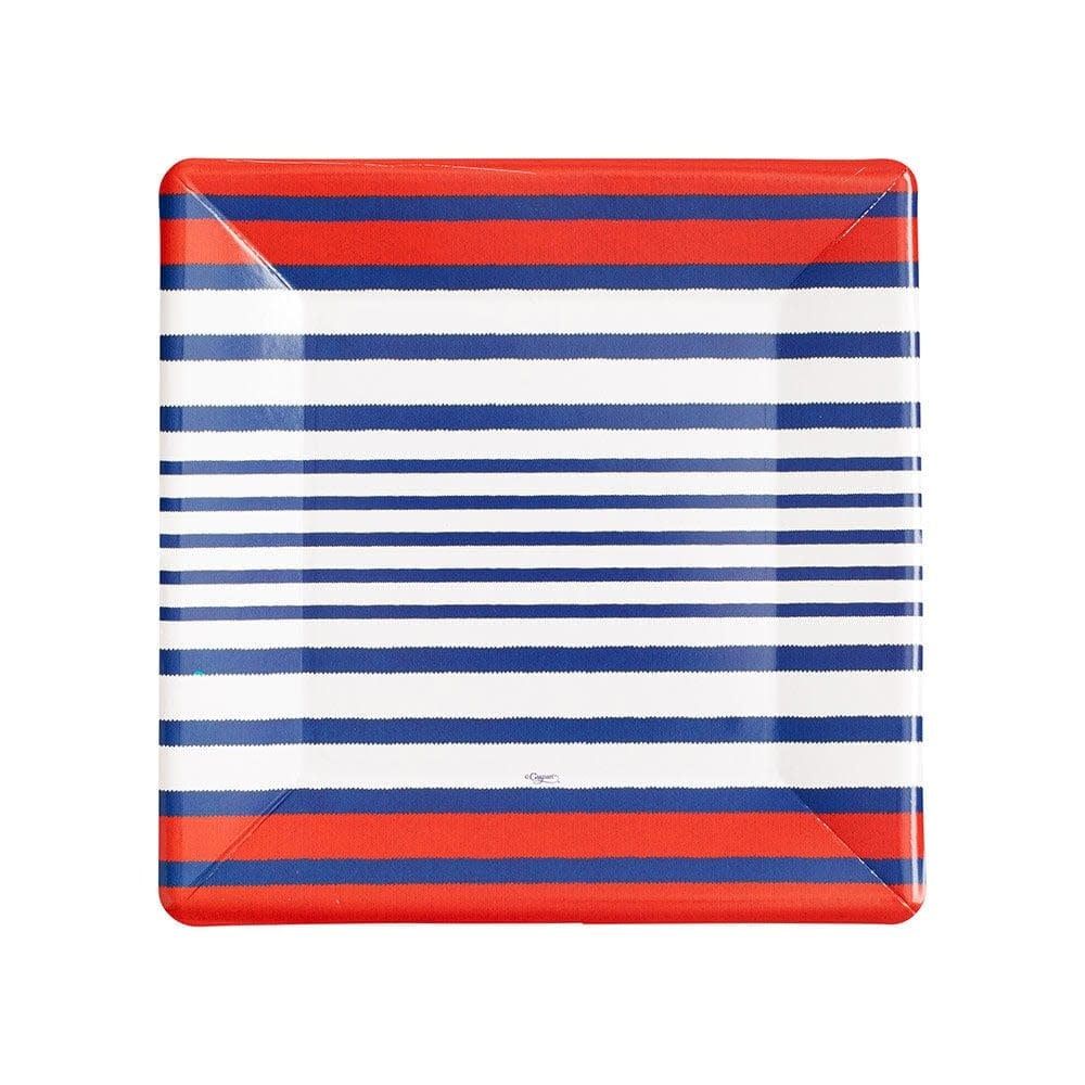 Breton Stripe Square Salad &amp; Dessert Plates in Blue - 8 Per Package