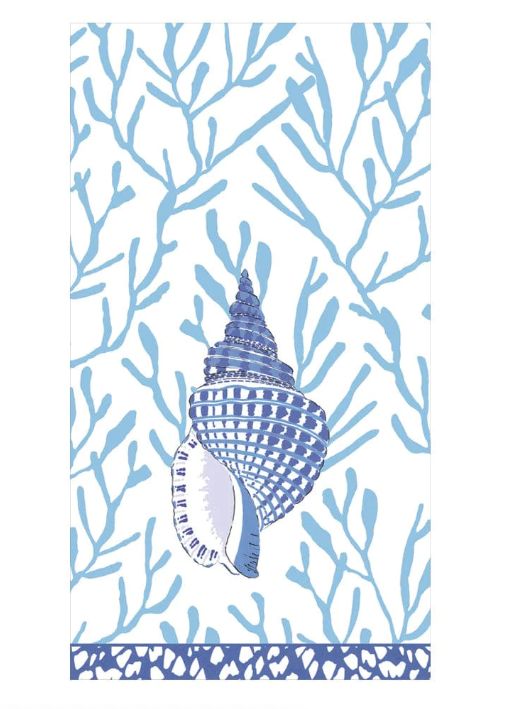 Shell Toile Guest Towel Napkins in Blue - 15 Per Package