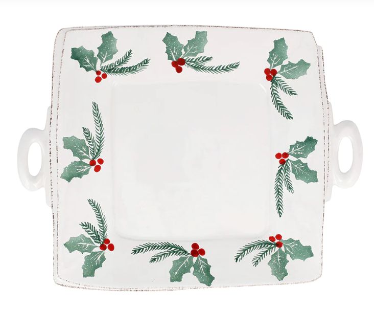 Lastra Evergreen Handled Square Platter