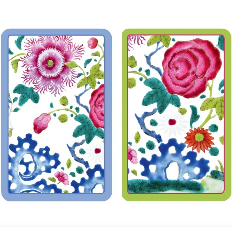 Floral Porcelain Large Type Playing Cards - 2 Decks Included