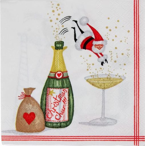 Santa Splash Cocktail Napkins - 20 Per Package