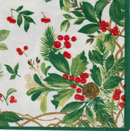 Holly Chintz White Cocktail Napkins