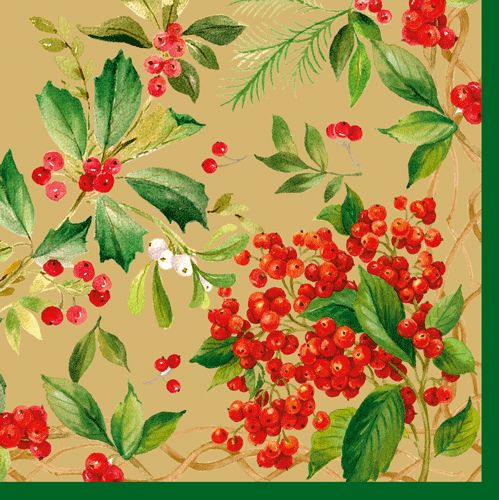 Holly Chintz Gold Napkin Cocktail