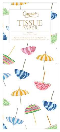 Beach Umbrellas Tissue Paper - 4 Sheets Included